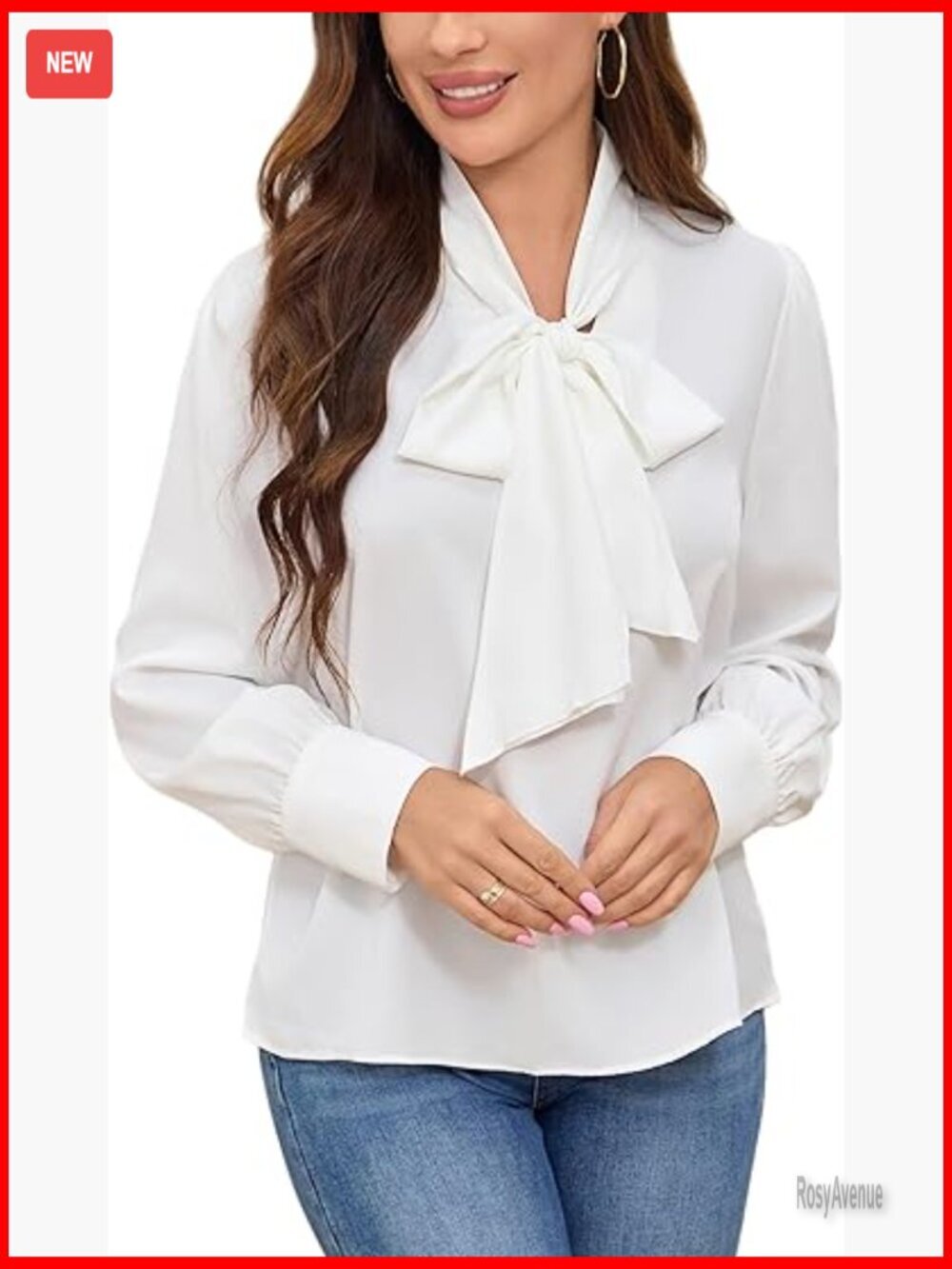 Long Sleeve Bow Tie Blouse Women's Office Chiffon Top Work Shirt